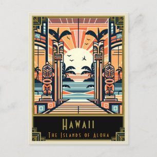 Hawaii   Art Deco Postcard