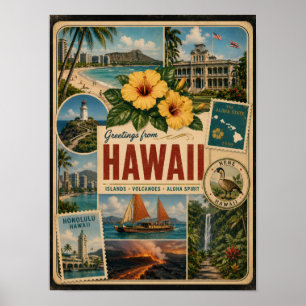 Hawaii Authentic Vintage Style Poster