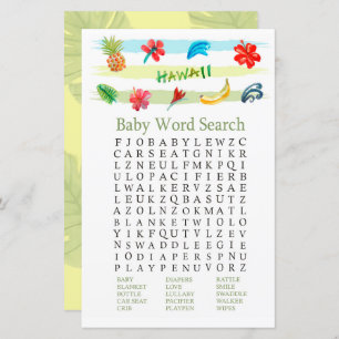 Hawaii Baby Shower Word Search Game