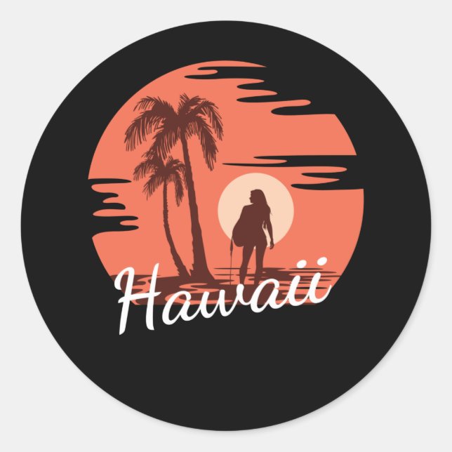 Hawaii Beach Classic Round Sticker (Front)