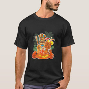 Hawaii Beach Cocktail Pineapple Totem Guitar Party T-Shirt