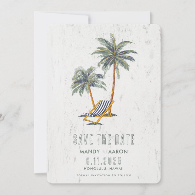 Hawaii Beach Destination Wedding Photo  Save The Date (Front)
