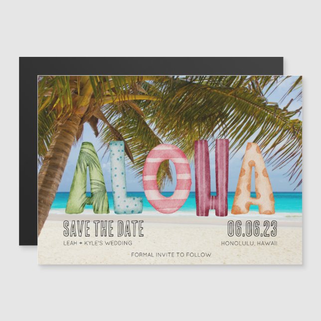 Hawaii Beach Destination Wedding Save the Date Magnetic Invitation (Front/Back)