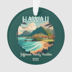 Hawaii Beach Family Vacation Vintage Retro Ornament
