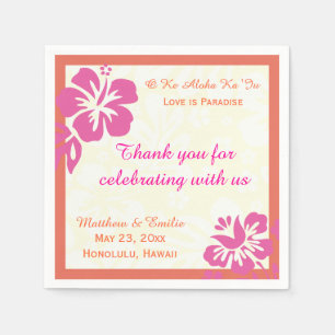 Hawaii Beach Flowers Personalised Wedding Napkins