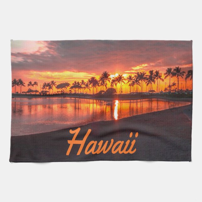Hawaii Beach Hawaiian Islands Tea Towel (Horizontal)