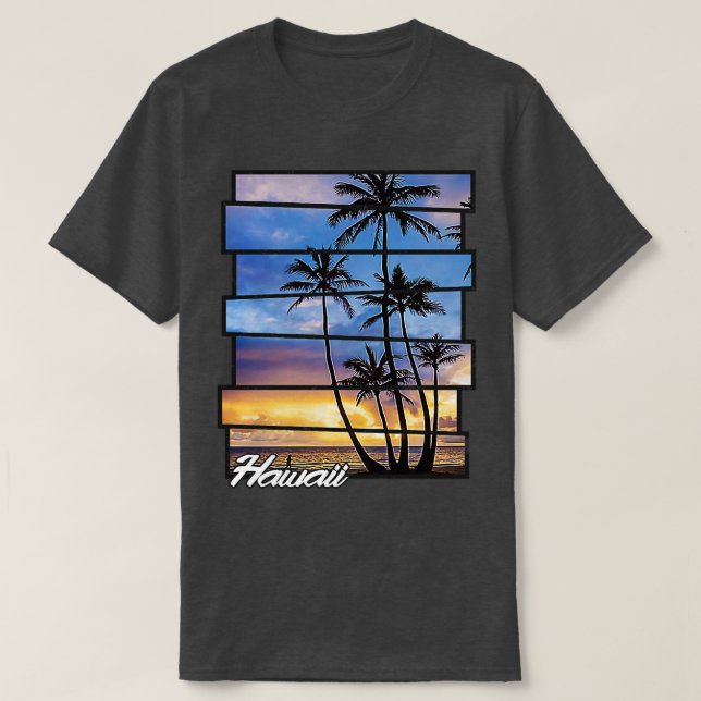 Hawaii Beach Hawaiian Sunset Retro Photo Island Pa T-Shirt (Design Front)