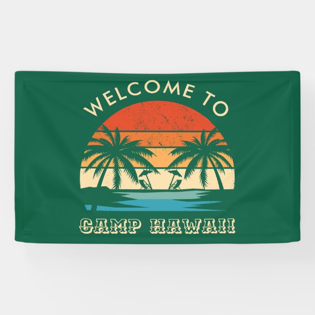 Hawaii Beach Party Retro sunset Banner (Horizontal)