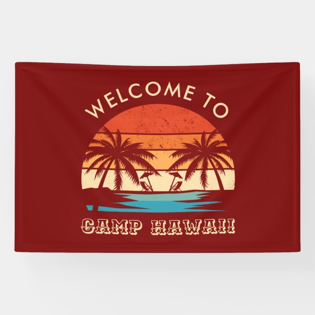 Hawaii Beach Party Retro sunset Banner (Horizontal)