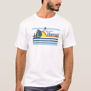 Hawaii Beach Retro 70S 80S 90S Sailing Boat Sunset T-Shirt