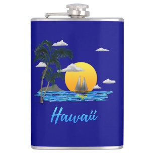Hawaii Beach Sunset Hip Flask
