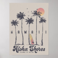 Hawaii Beach Surfer Summer Vacation Poster
