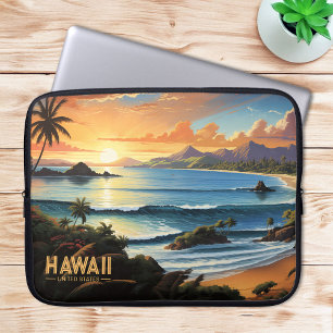 Hawaii Beach Tropical Paradise Vintage Painting Laptop Sleeve