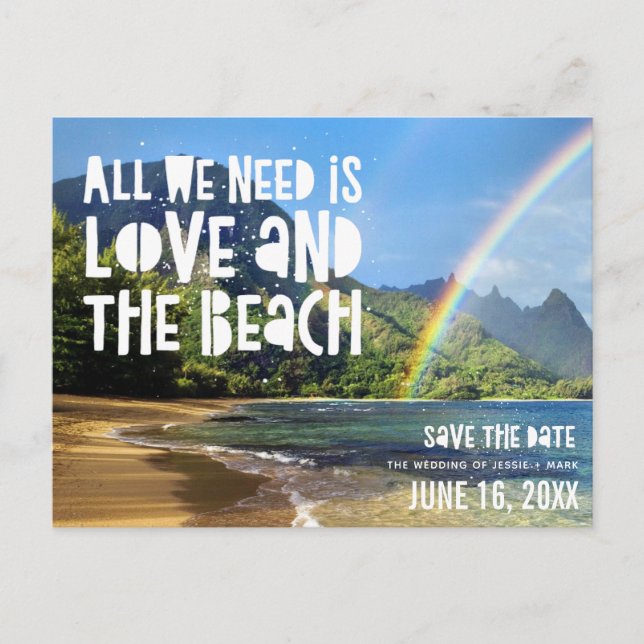 Hawaii Beach Wedding Save the Dates Announcement Postcard (Front)