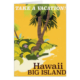 Hawaii big island vintage travel poster