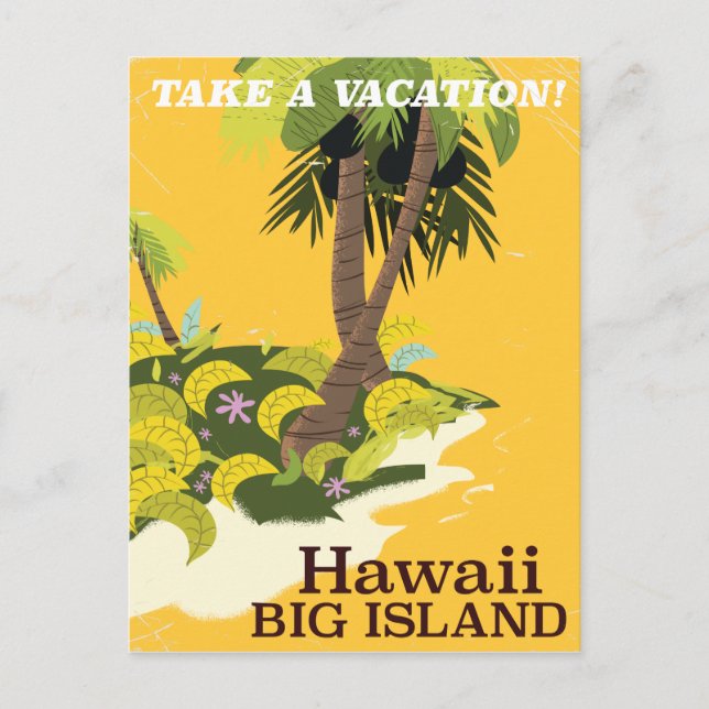 Hawaii big island vintage travel poster postcard (Front)