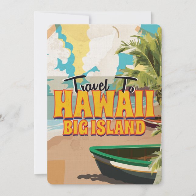 Hawaii Big Island Wedding Vintage Travel poster Invitation (Front)