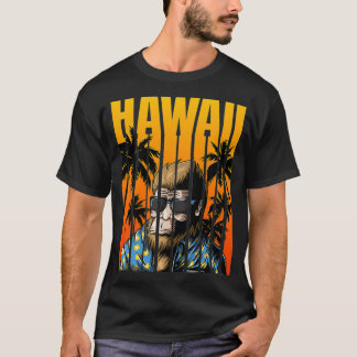Hawaii Bigfoot Sunglasses Tropical Funny Hawaiian  T-Shirt