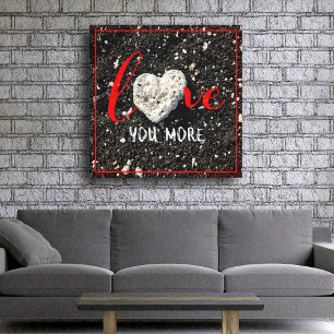 Hawaii Black Sand Beach Heart Photo Love You More Canvas Print