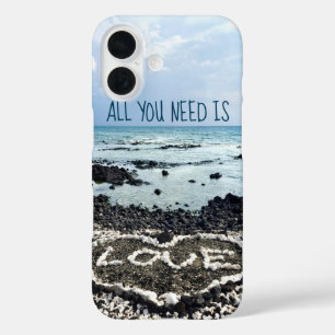 Hawaii Black Sand Beach Love Coral Heart Quote iPhone 16 Case