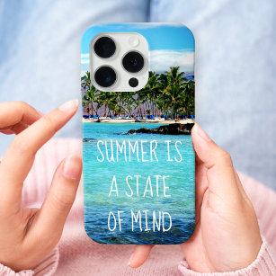 Hawaii blue ocean palm trees summer state of mind iPhone 15 pro case