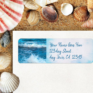 Hawaii blue ocean waves tropical photo address return address label