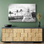 Hawaii Buddha Bold Black White Photo Just Breathe Faux Canvas Print<br><div class="desc">“Just breathe.” Every time I visit the Big Island, I need to go to this Buddha. Something about the splendour of the ocean, the peaceful face, and the solitude of its placement makes me feel calm, serene, & happy. This beautiful black and white photography print will be the spotlight of...</div>