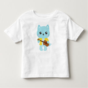 Hawaii Cat, Cute Cat, Blue Cat, Guitar, Luau Toddler T-Shirt
