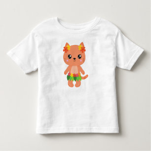 Hawaii Cat, Cute Cat, Orange Cat, Flowers, Luau Toddler T-Shirt