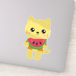 Hawaii Cat, Cute Cat, Yellow Cat, Watermelon, Luau