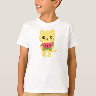 Hawaii Cat, Cute Cat, Yellow Cat, Watermelon, Luau T-Shirt