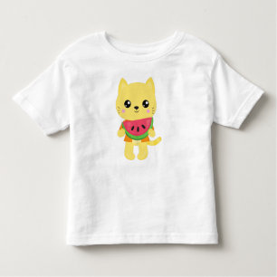 Hawaii Cat, Cute Cat, Yellow Cat, Watermelon, Luau Toddler T-Shirt