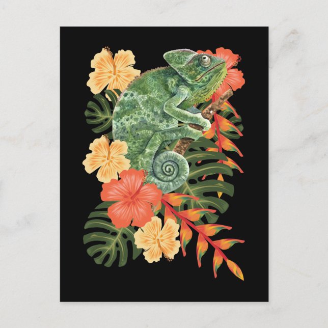 Hawaii Chameleon Flower Reptile Postcard (Front)