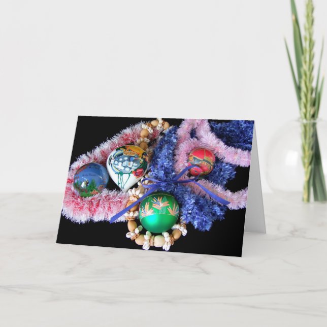 Hawaii Christmas Decorations Holiday Card (Front)