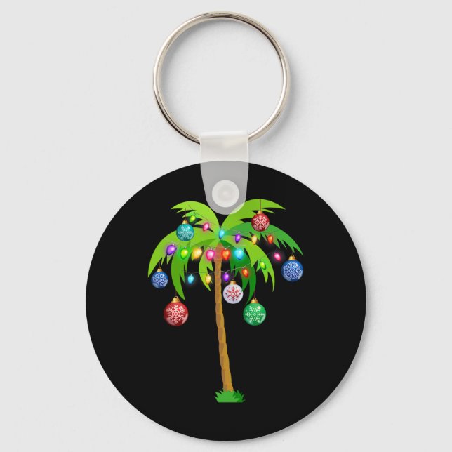 Hawaii Christmas Palm Tree Tropical Xmas Coconut L Key Ring (Front)