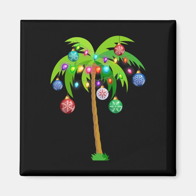 Hawaii Christmas Palm Tree Tropical Xmas Coconut L Magnet (Front)