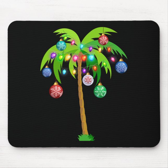 Hawaii Christmas Palm Tree Tropical Xmas Coconut L Mouse Pad (Front)