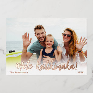 Hawaii Christmas Photo Card Foil Mele Kalikimaka