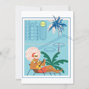 Hawaii Christmas Santa Travel Tropical Beach Holiday Card