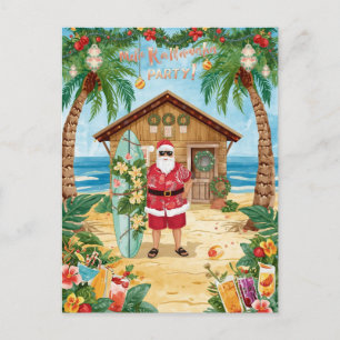 Hawaii Christmas with Santa Claus Holiday Postcard
