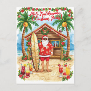 Hawaii Christmas with Santa Claus Holiday Postcard