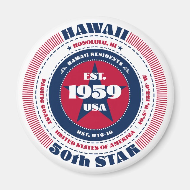 Hawaii Circle Typography Souvenir Magnet (Front)