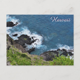 Hawaii Cliff Ocean Waves Scenic View Postcard