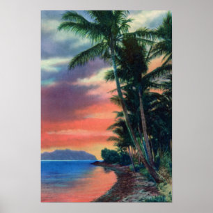 Hawaii Coast at Sunset Poster
