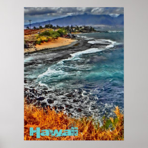 Hawaii coast poster