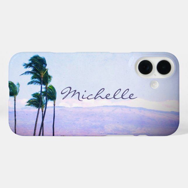 Hawaii Coastal Palm Trees Mountain Custom Name Case-Mate iPhone Case (Back (Horizontal))