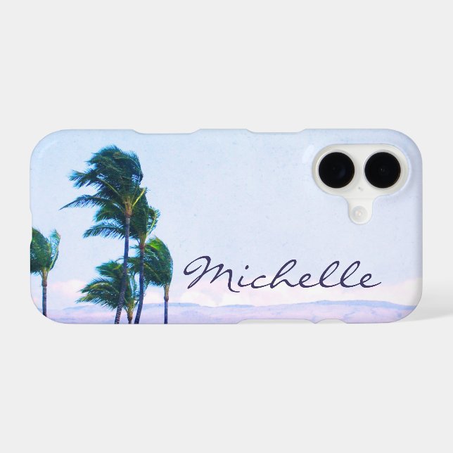 Hawaii Coastal Palm Trees Mountains Script Name (Back (Horizontal))