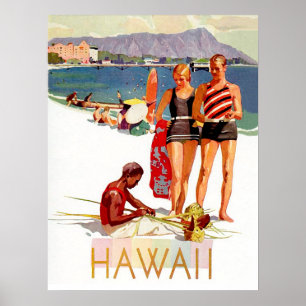 Hawaii, couple on vacation on the coast poster