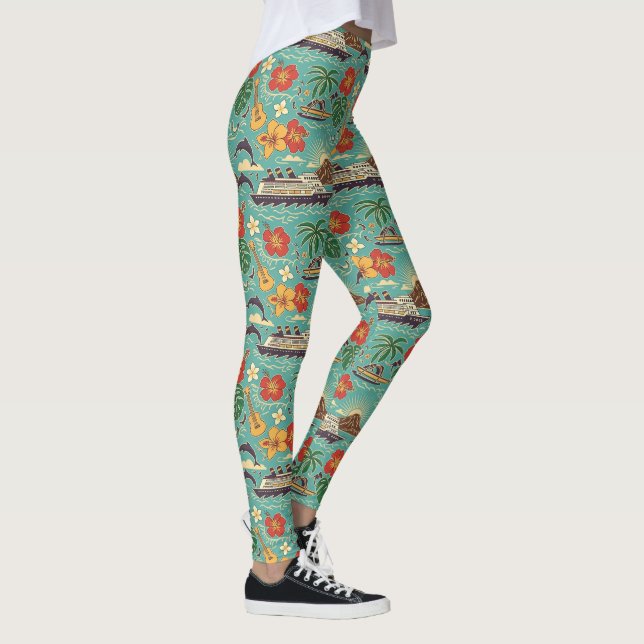 Hawaii Cruise Tropical Island Ship Design Leggings (Right)