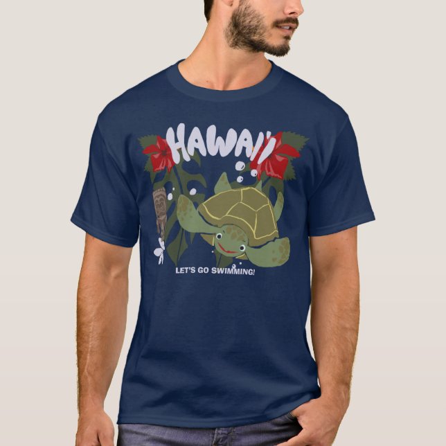 Hawaii Cute Tropical Sea Turtle T-Shirt (Front)